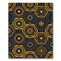 Modern Ochre Geometric Hexagonal Medallion Rug