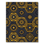 Modern Ochre Geometric Hexagonal Medallion Rug