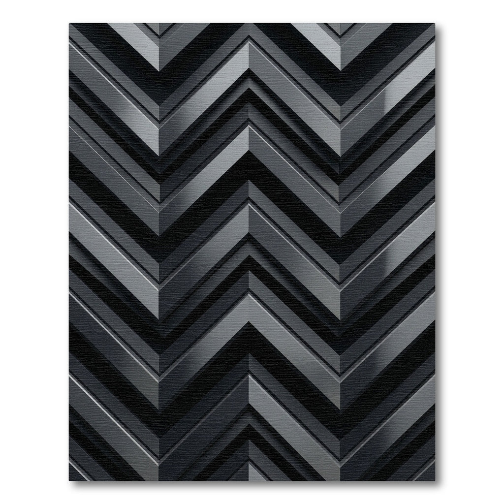 Sophisticated Charcoal Metallic Chevron Geometry Rug