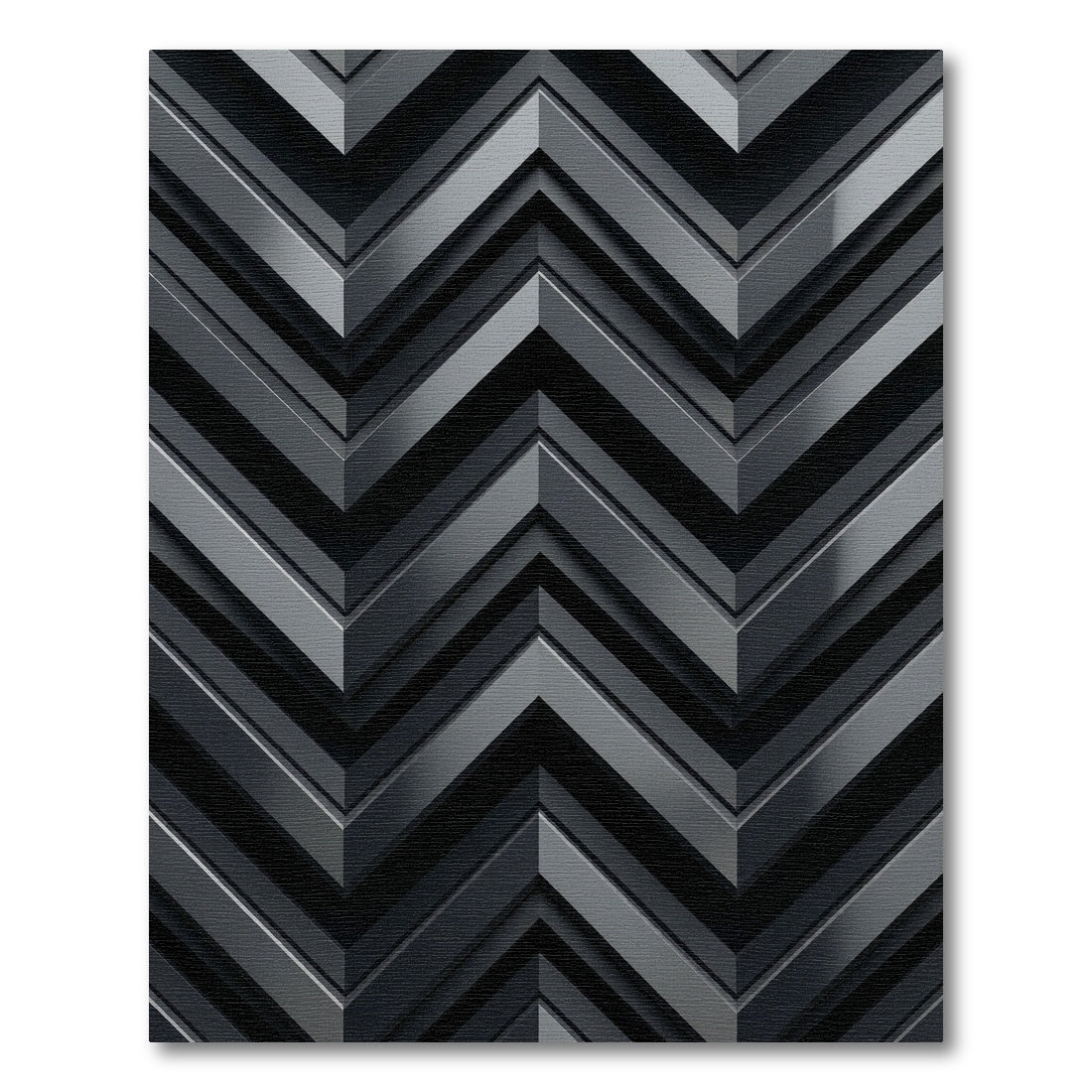 Sophisticated Charcoal Metallic Chevron Geometry Rug