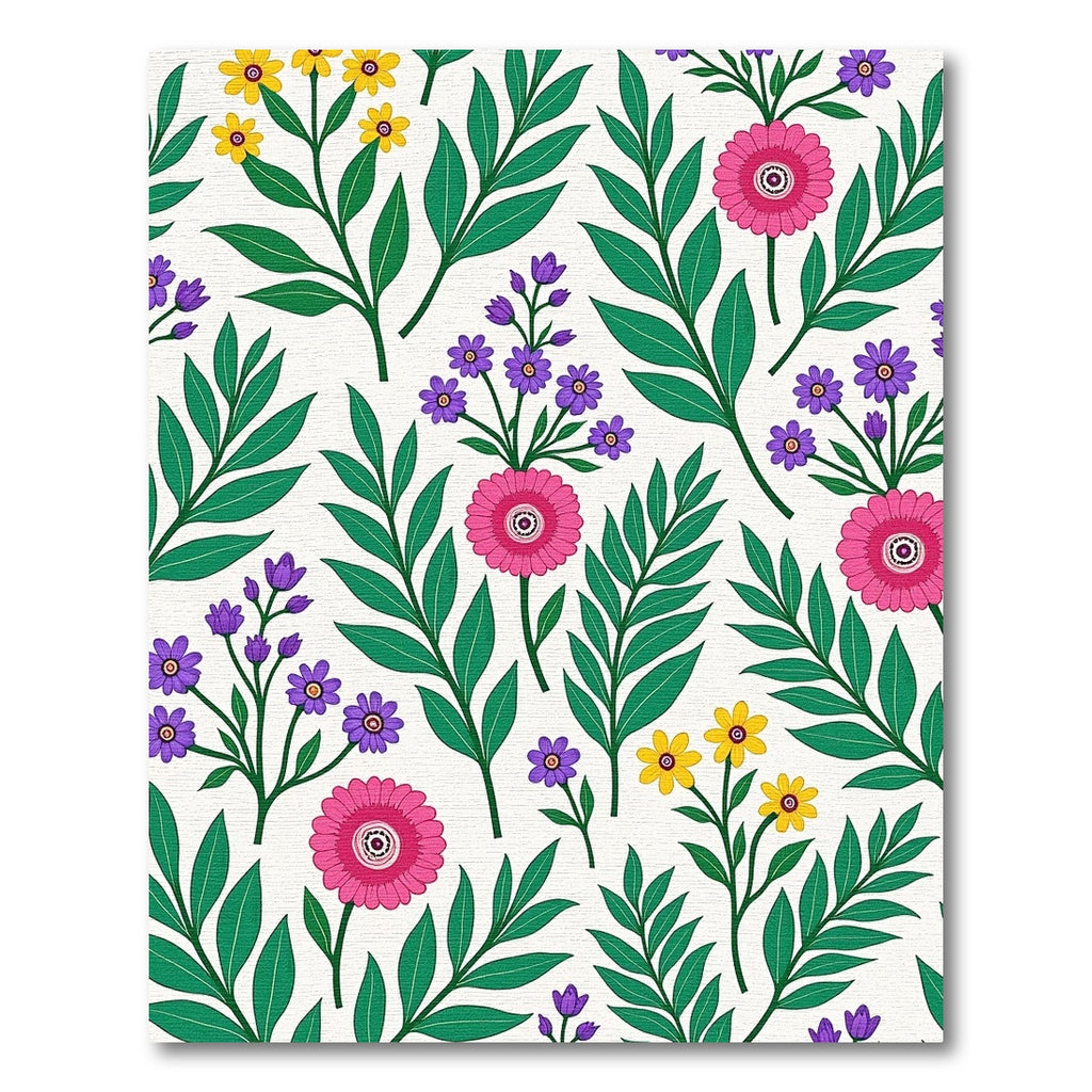 Bright Pink Purple Yellow Floral Branches Rug