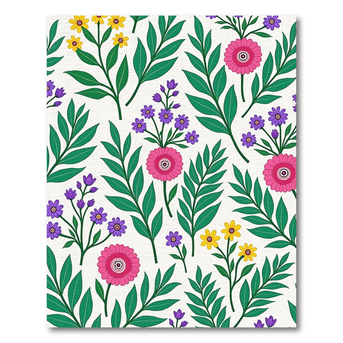Bright Pink Purple Yellow Floral Branches Rug