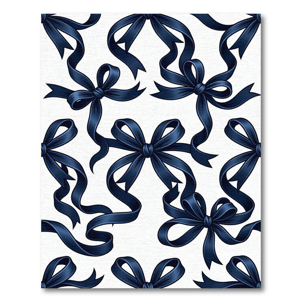 Elegant Midnight Blue Silk Ribbon Bows Rug