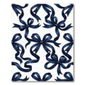 Elegant Midnight Blue Silk Ribbon Bows Rug