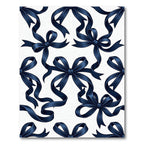 Elegant Midnight Blue Silk Ribbon Bows Rug