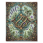 Elegant Olive Botanical Scrollwork Rug