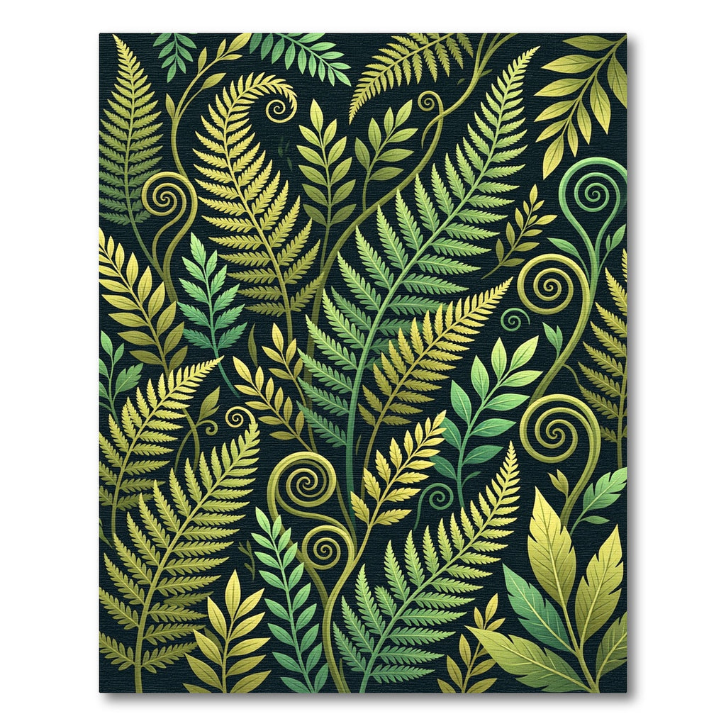 Lush Verdant Fern Foliage Botanical Rug