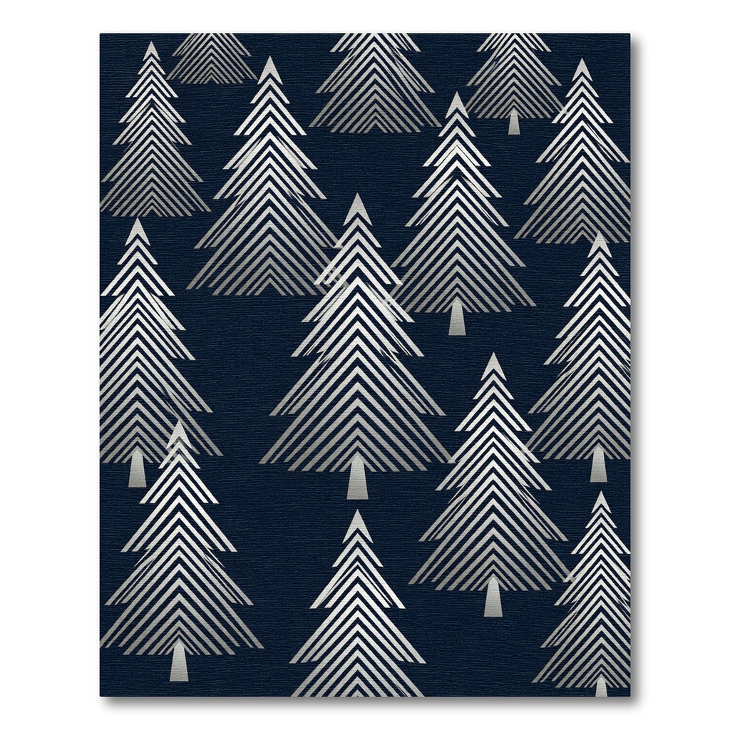 Modern Midnight Silver Geometric Tree Rug