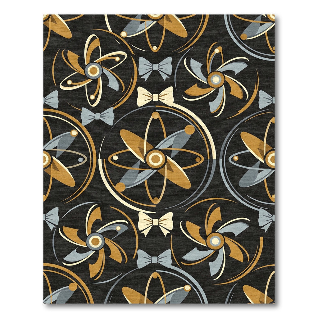 Midcentury Atomic Gold and Slate Bowtie Rug