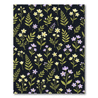 Delicate Yellow Purple Flower Dark Rug