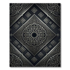 Black Silver Intricate Medallion Overlay Rug