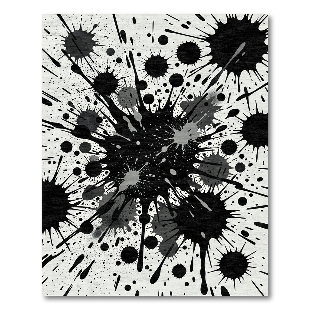 Bold Black Ink Abstract Splatter Rug
