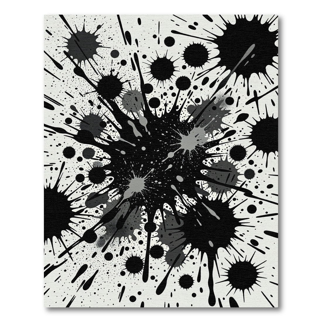 Bold Black Ink Abstract Splatter Rug