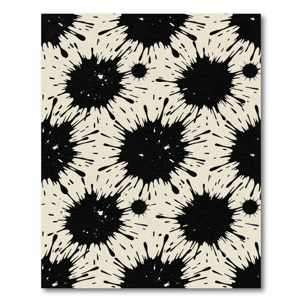 Monochromatic Black Ink Splatter Abstract Rug