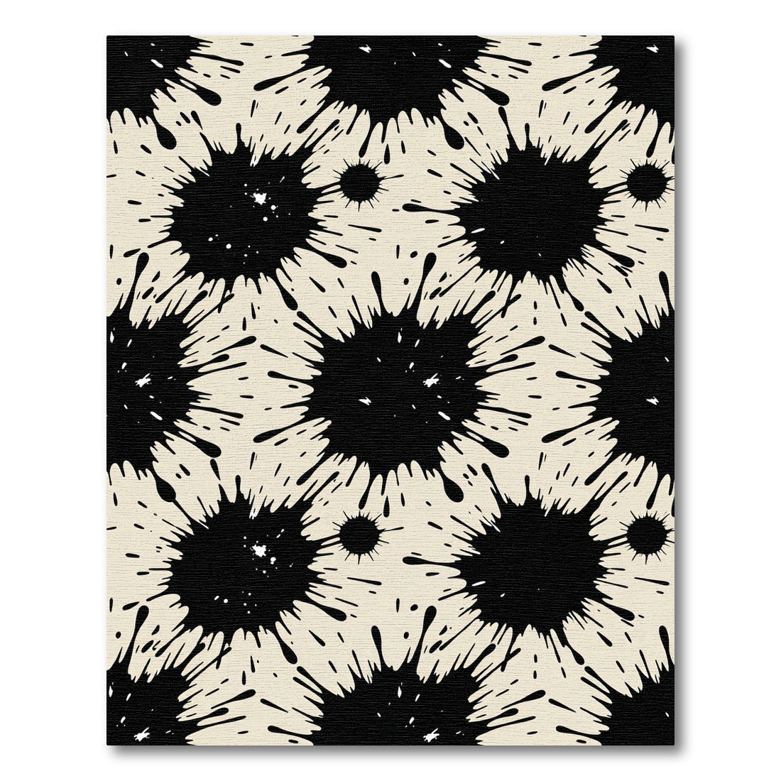 Monochromatic Black Ink Splatter Abstract Rug