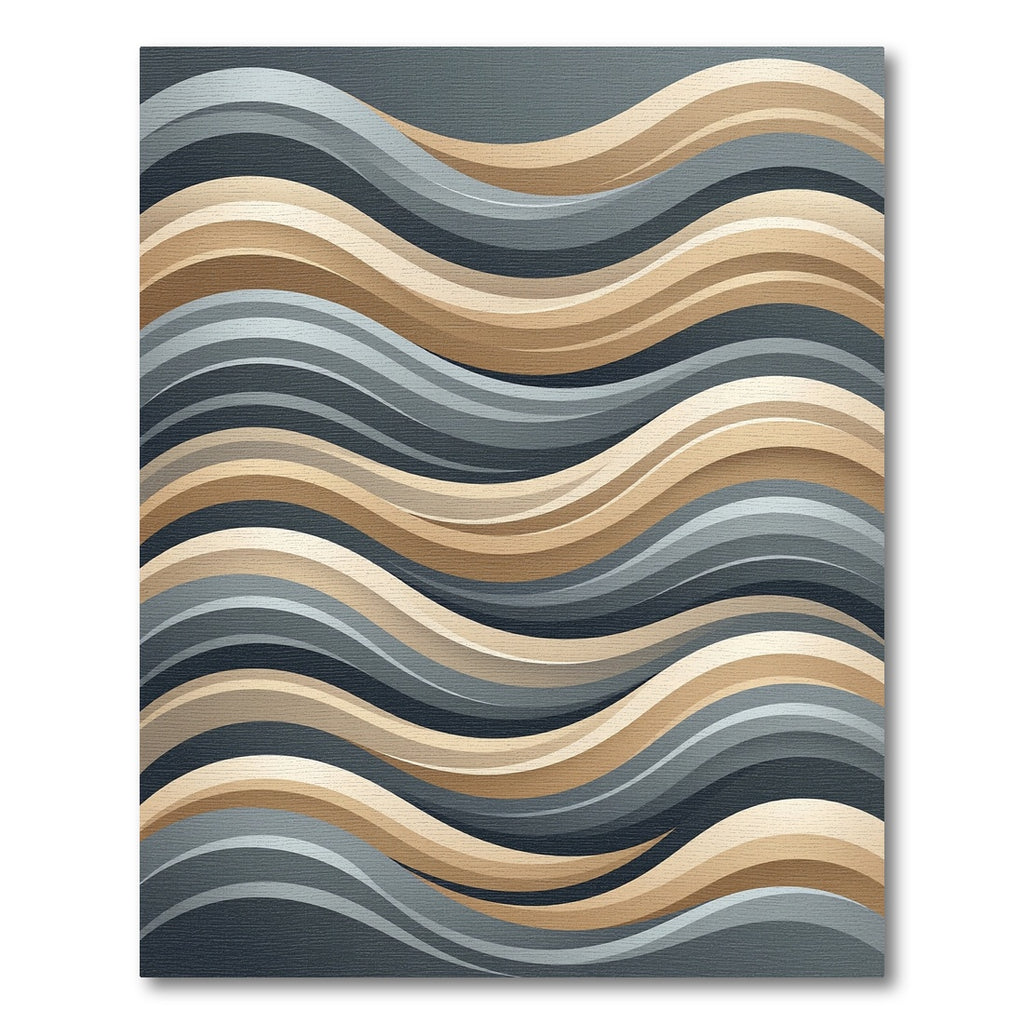 Modern Beige and Gray Wavy Stripe Rug