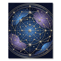 Celestial Gold Starry Constellation Midnight Circle Rug