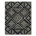 Black Cream Ornamental Geometric Medallion Rug