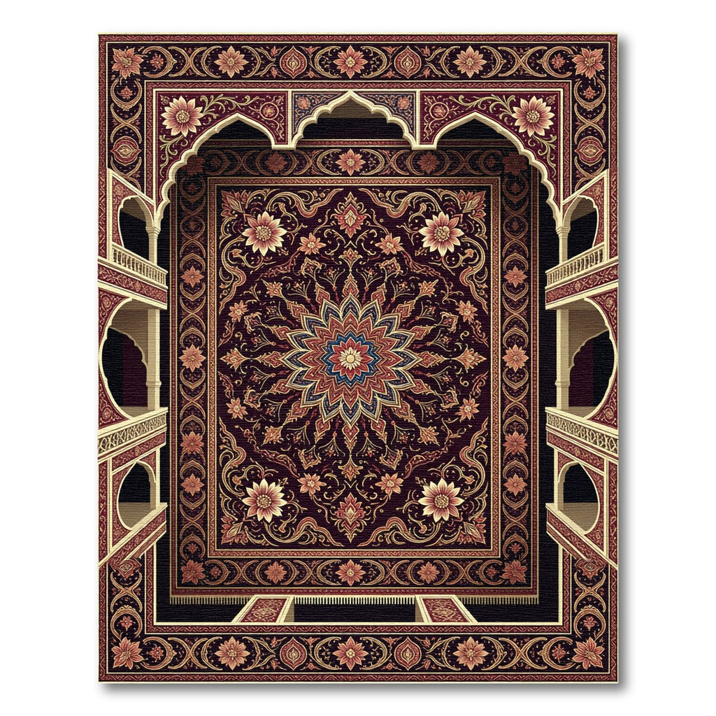 Deep Crimson Floral Aubusson Rug