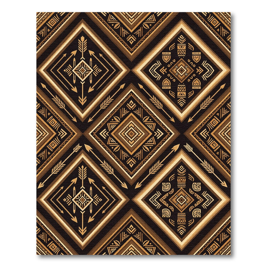 Brown Gold Tribal Diamond Arrow Rug