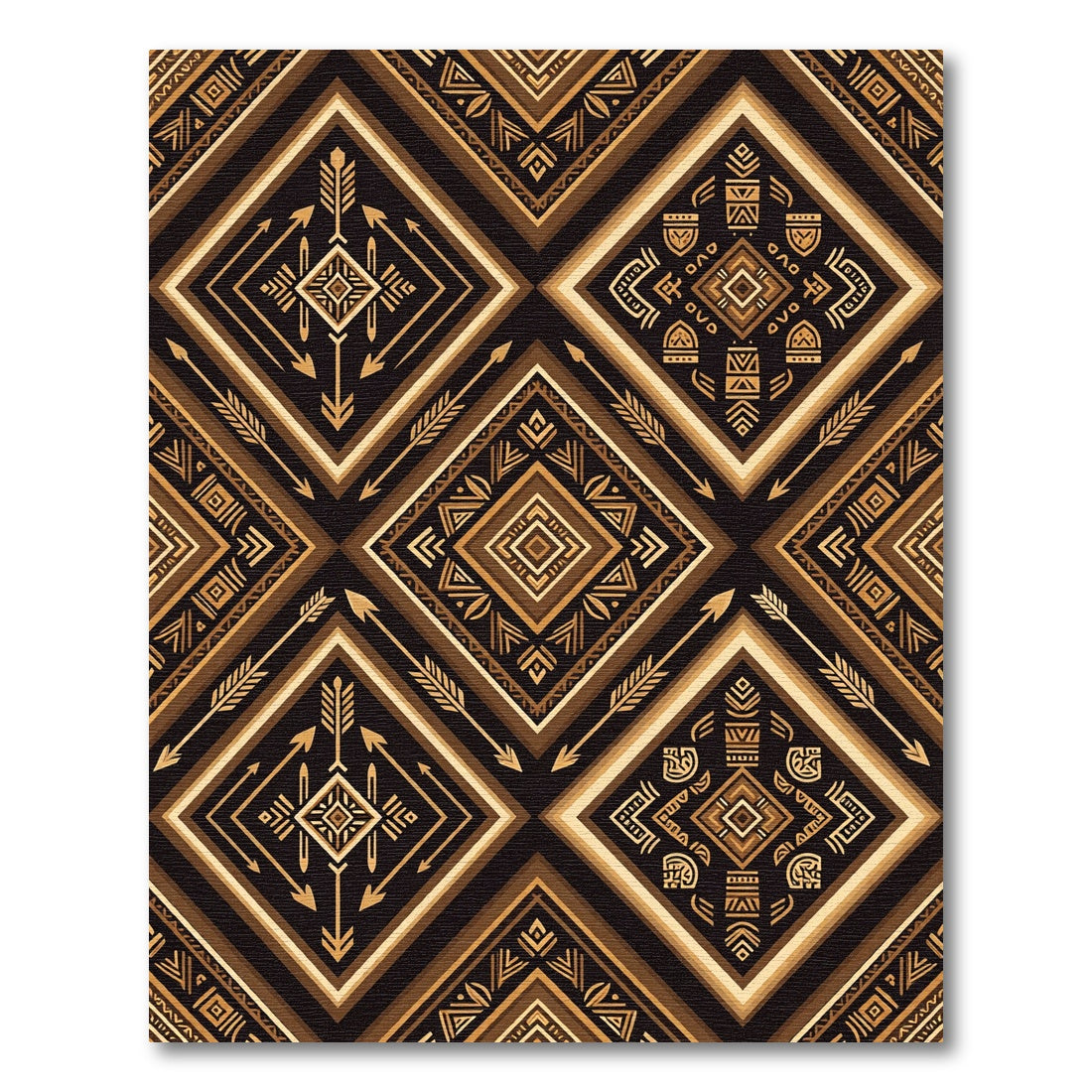Brown Gold Tribal Diamond Arrow Rug