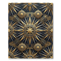 Celestial Gold and Obsidian Geometric Sun Rug