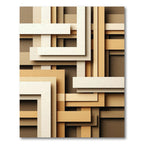 Cream Tan Geometric Layered Abstract Rug