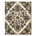 Ornate Cream Floral Scrollwork Rug
