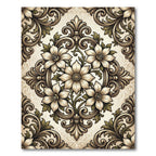 Ornate Cream Floral Scrollwork Rug