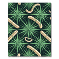 Emerald Starburst and Cream Abstract Curved Rug