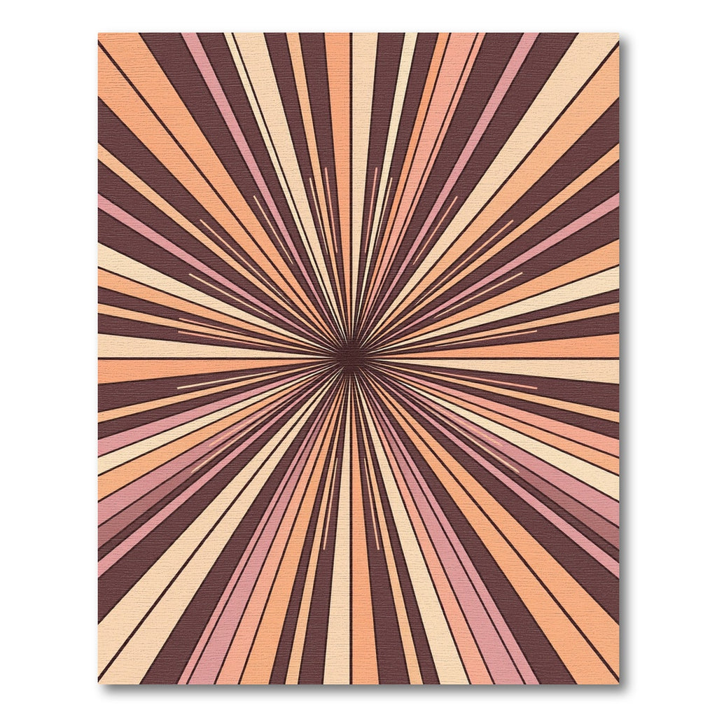 Retro Sunburst Peach Cream Lines Rug