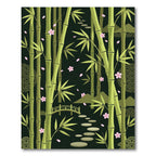 Serene Bamboo Cherry Blossom Garden Path Rug