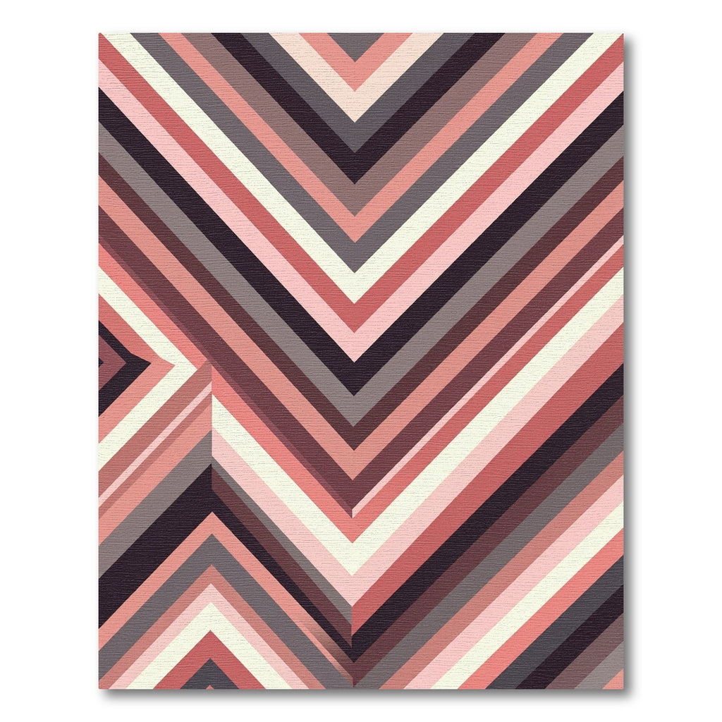 Muted Rose Stripe Geometric Chevron Rug