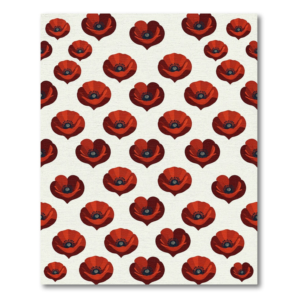 Red Poppy Floral Repeat Rug