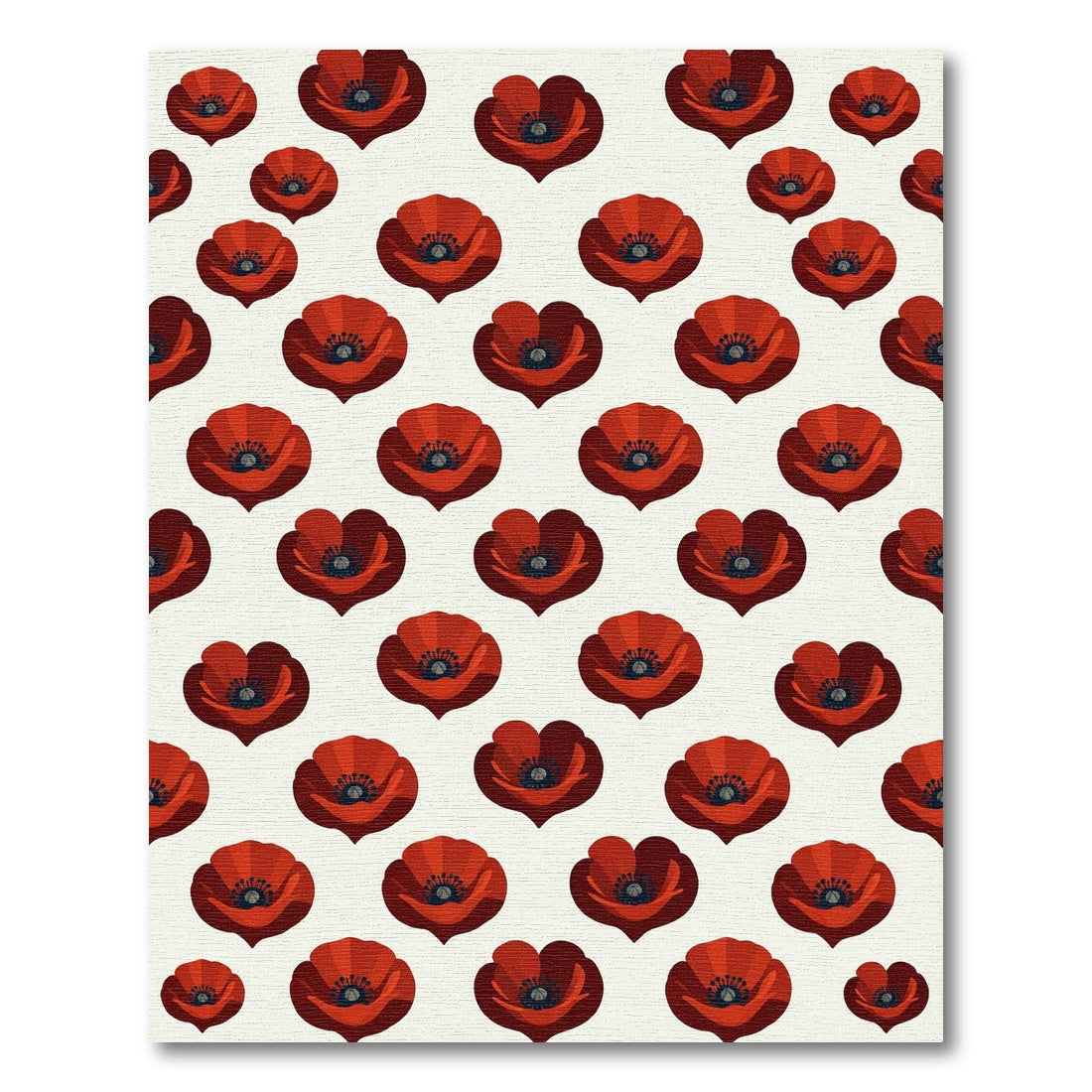 Red Poppy Floral Repeat Rug