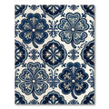 Deep Blue Quatrefoil Porcelain Tile Rug