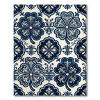 Deep Blue Quatrefoil Porcelain Tile Rug