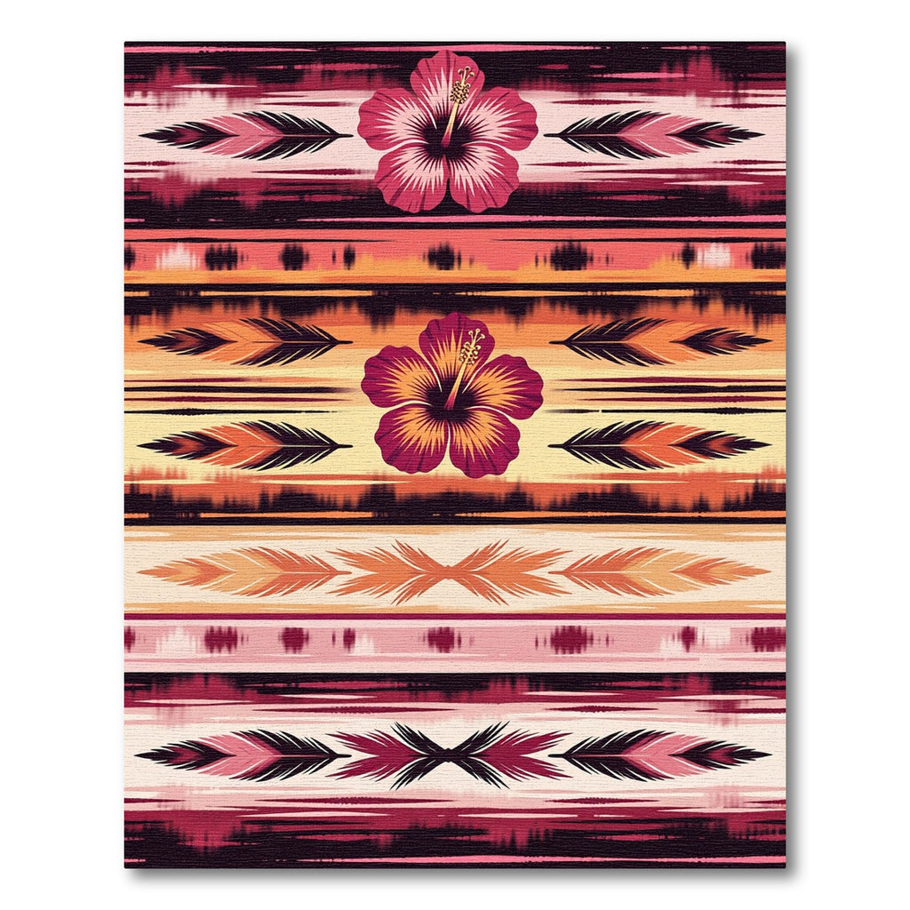 Tropical Hibiscus Feather Stripe Rug