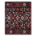 Deep Red Bird Floral Ikat Rug