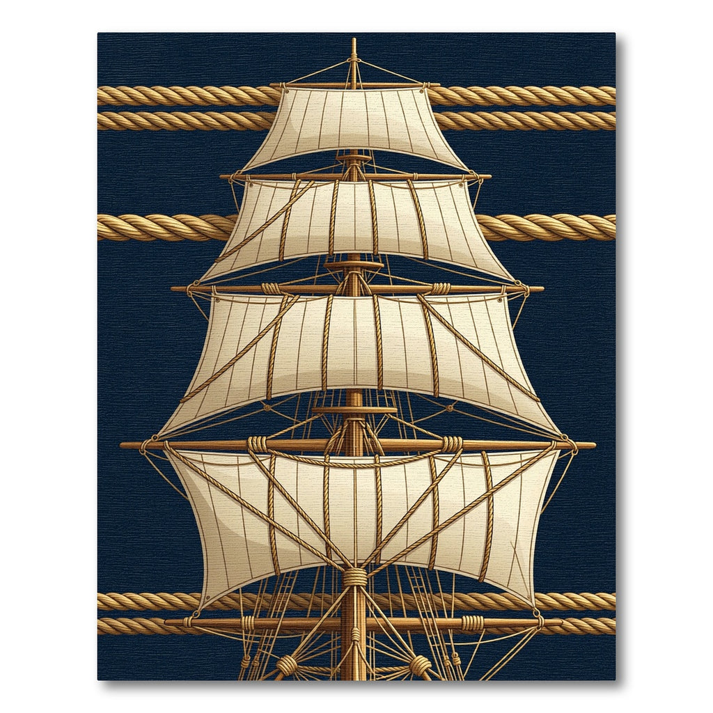 Nautical Tall Ship Linen Sails Rug