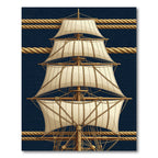 Nautical Tall Ship Linen Sails Rug