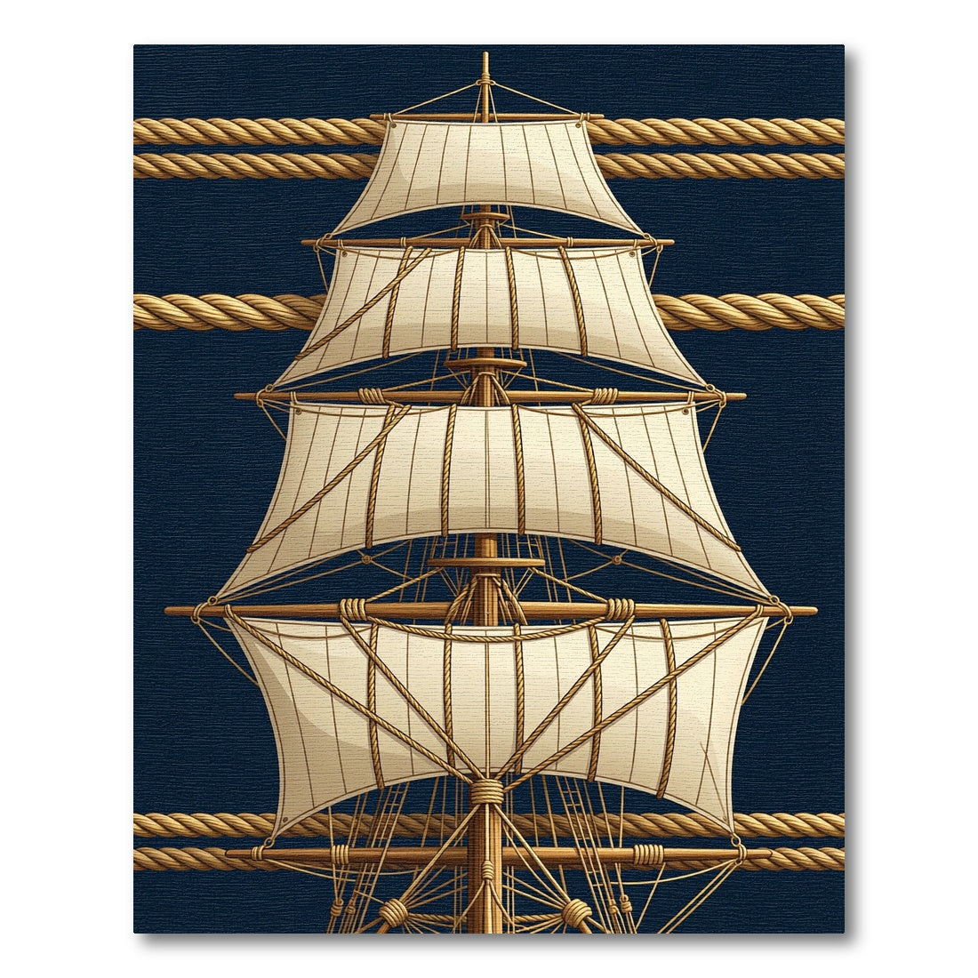 Nautical Tall Ship Linen Sails Rug