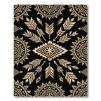 Gold Arrow Geometric Ancestral Black Tapestry Rug