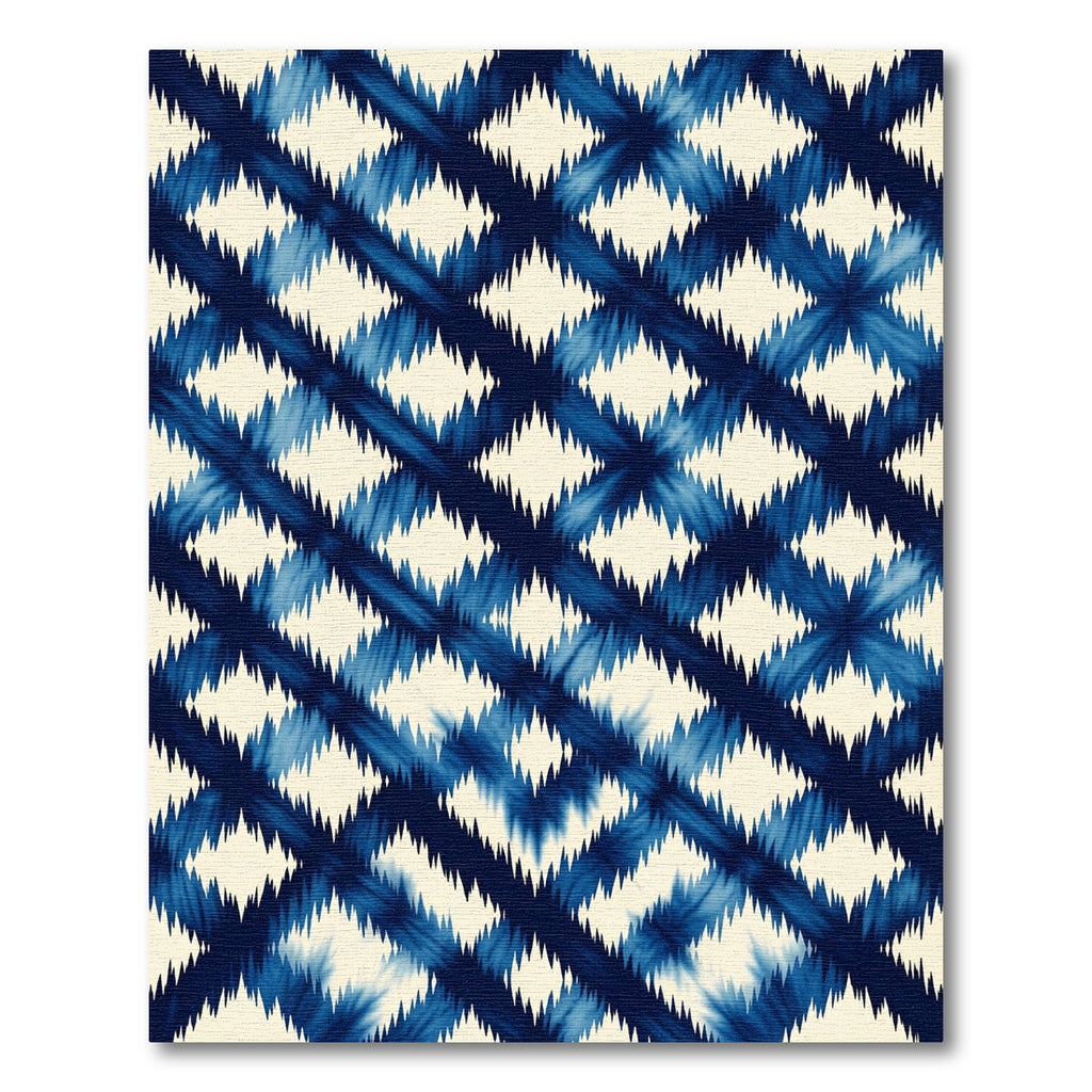 Indigo Blue Jagged Diamond Arrangement Rug