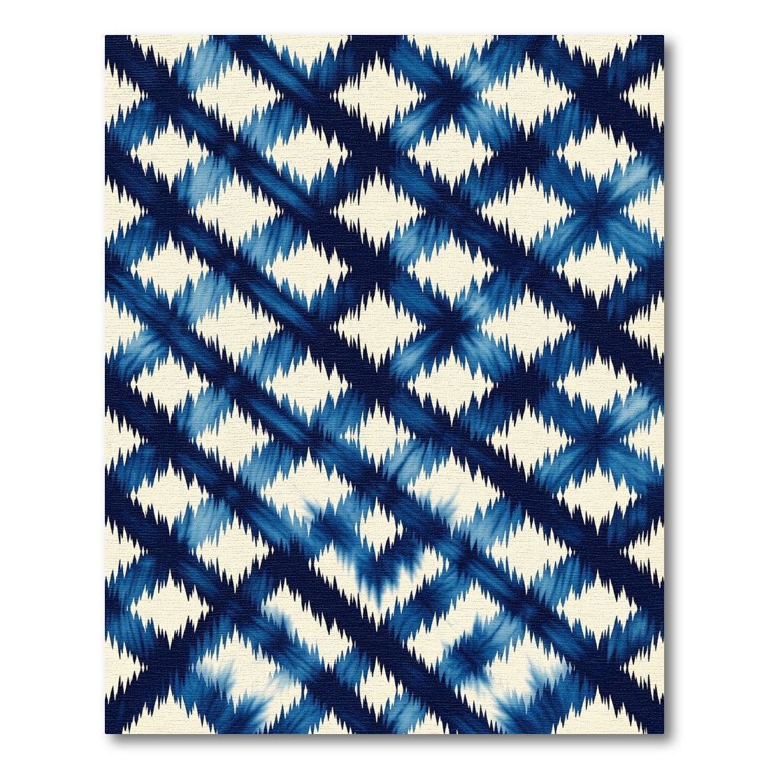Indigo Blue Jagged Diamond Arrangement Rug
