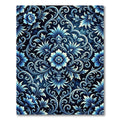Opulent Blue Floral Damask Rug