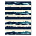 Abstract Navy Blue Ocean Wave Striped Rug