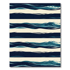 Abstract Navy Blue Ocean Wave Striped Rug