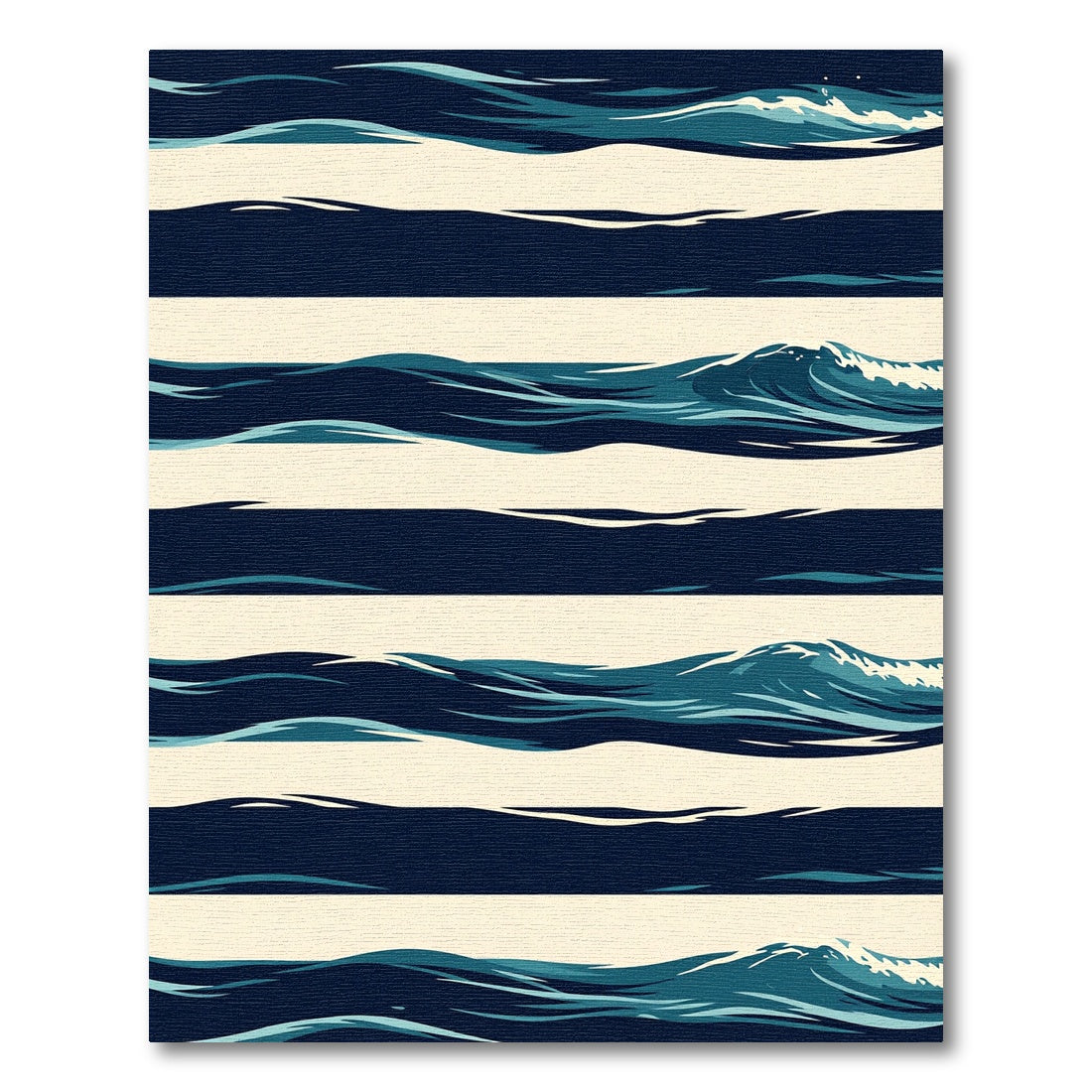 Abstract Navy Blue Ocean Wave Striped Rug