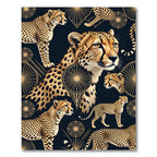 Glamorous Gold Cheetah Black Art Deco Rug